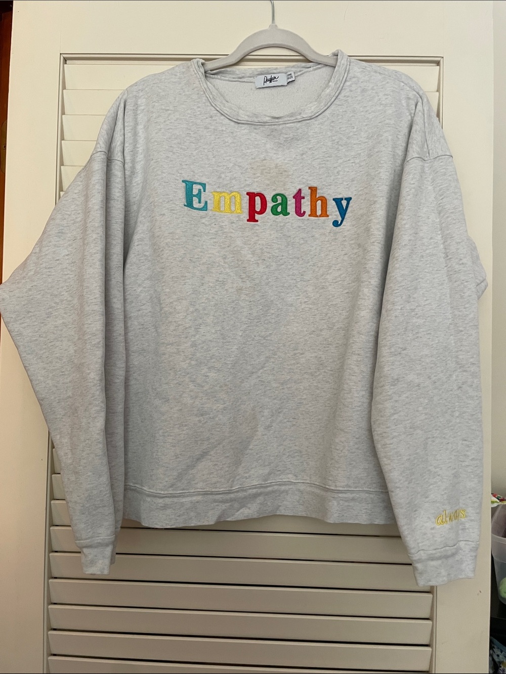 Empathy Embroidered Crewneck Sweatshirt - Light Gray